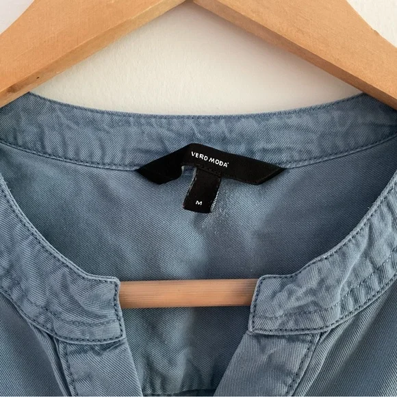 Vero Moda Blue Fit & Flare Sleeveless Tie Waist Midi Dress Office Career M - Picture 5 of 10